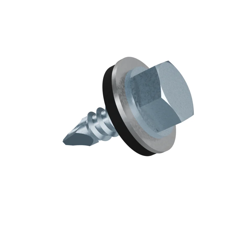 Hex Washer Head Self-Drilling Screw with EPDM Washer ISO 15480 ST4.2 × 13, zinc plated