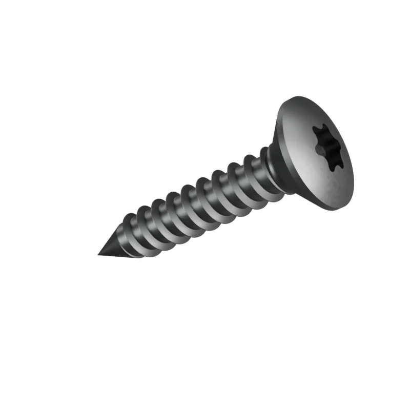 Hexalobular Socket Raised Countersunk Head Tapping Screw ISO 14587 ST3.5 × 19, plain steel