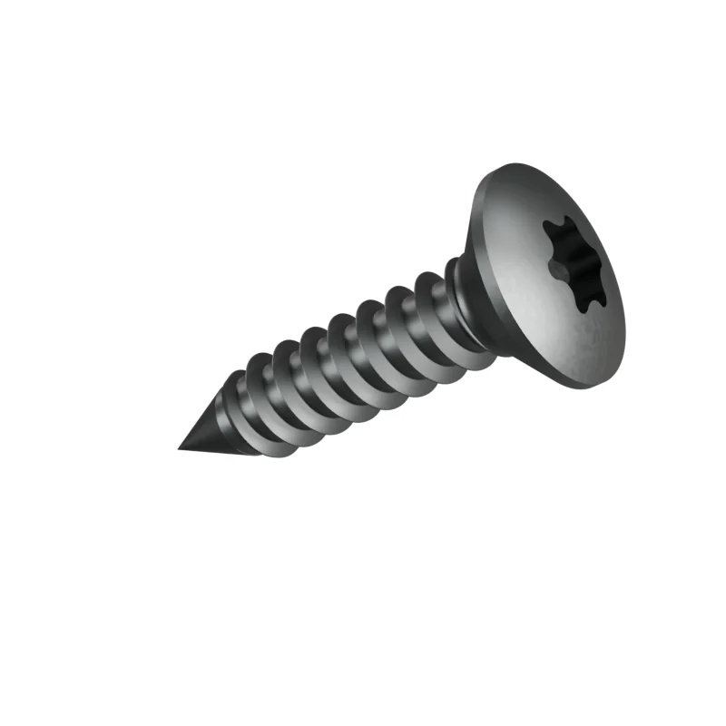 Hexalobular Socket Raised Countersunk Head Tapping Screw ISO 14587 ST4.2 × 19, plain steel