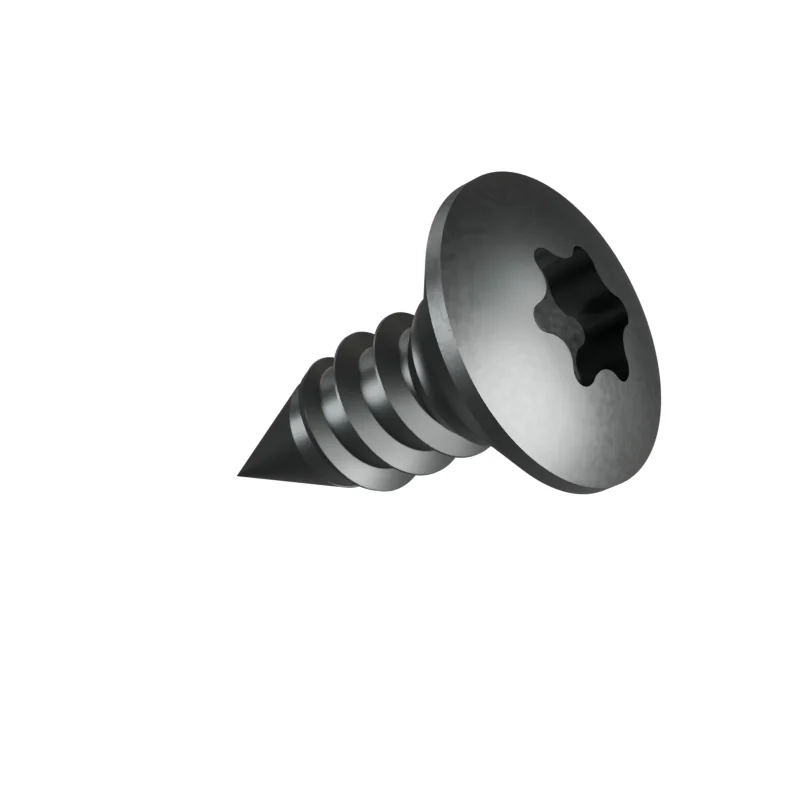 Hexalobular Socket Raised Countersunk Head Tapping Screw ISO 14587 ST4.8 × 13, plain steel