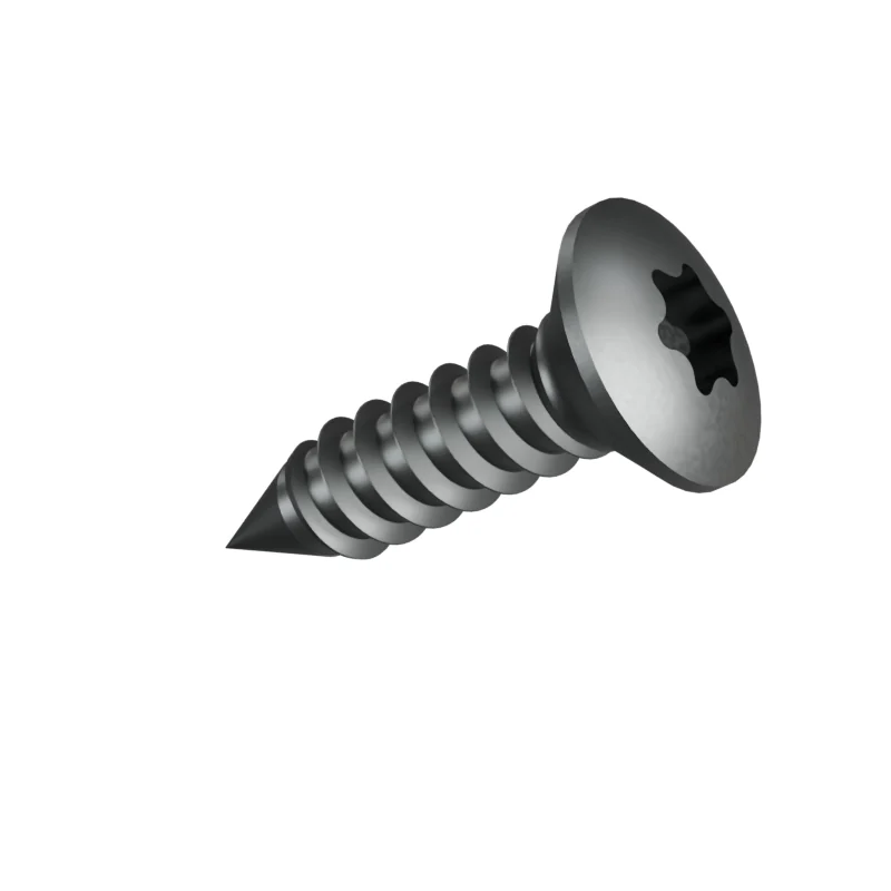 Hexalobular Socket Raised Countersunk Head Tapping Screw ISO 14587 ST4.8 × 19, plain steel